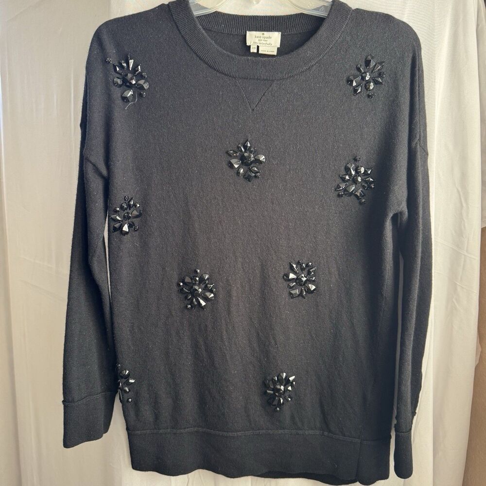 Kate Spade New York Black Embellished Sweater Women’s Size XS Party Dressy